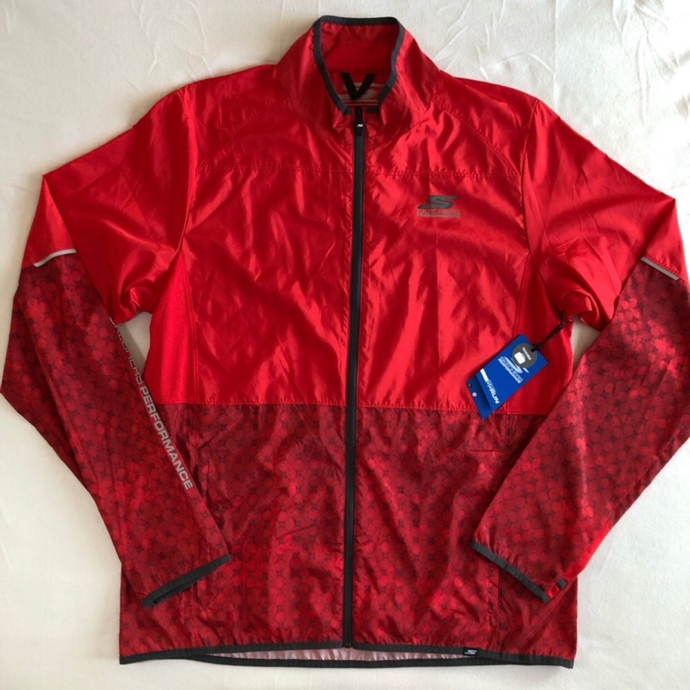 SKECHERS PERFORMANCE NWT Men’s Red Athletic Windbreaker Running Jacket XL